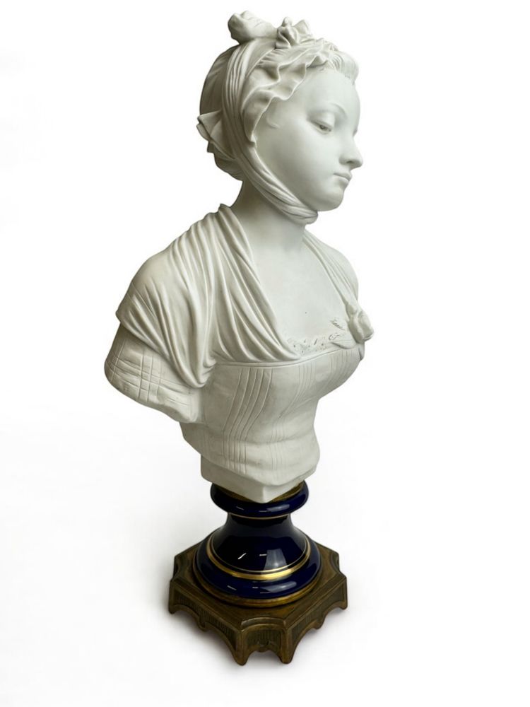 E. Laurent - Biscuit Bust of a Young Girl with a Rose