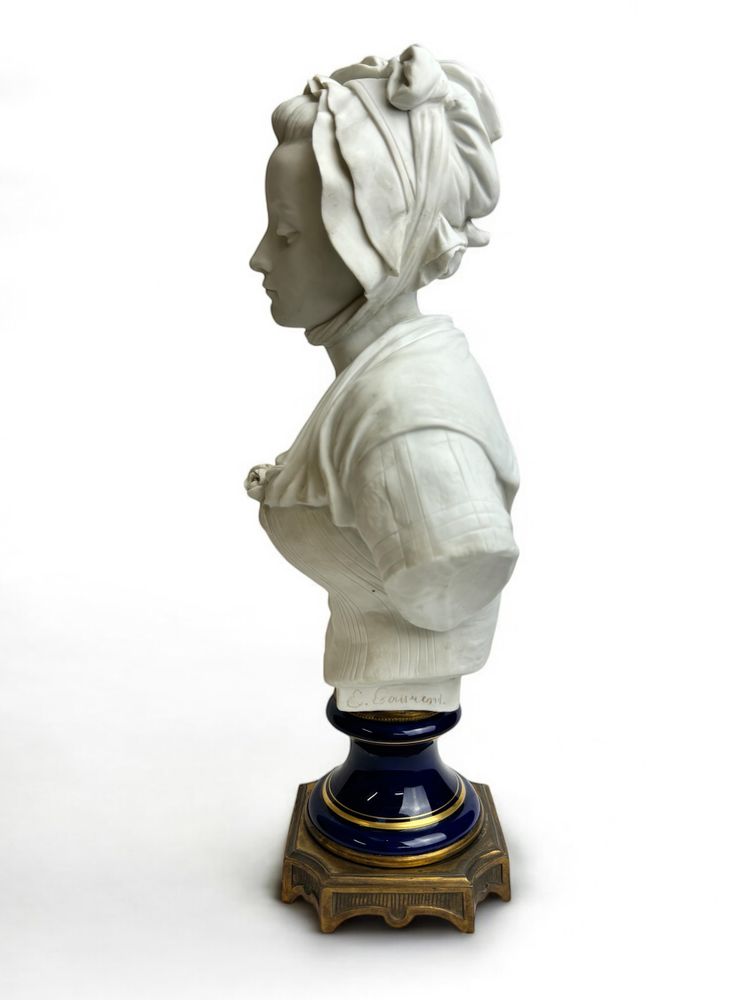 E. Laurent - Biscuit Bust of a Young Girl with a Rose
