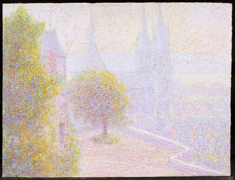 Jules CONTANT, Veduta di Blois con la chiesa di Saint-Nicolas du Foix