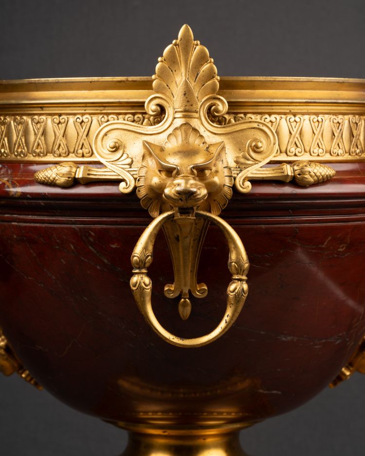 Red Marble Cup, Gilt Bronze Mount, 19th Century