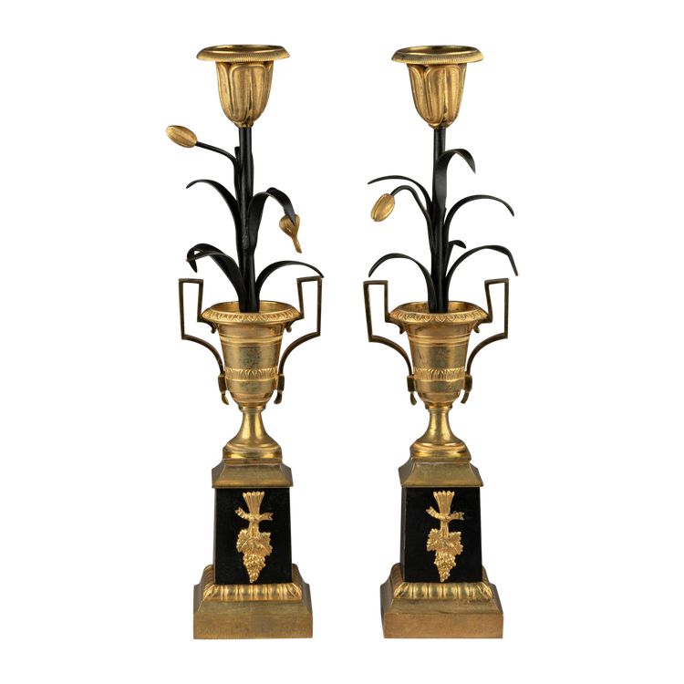 Pair of "Return from Egypt" Candlesticks, First Empire Period