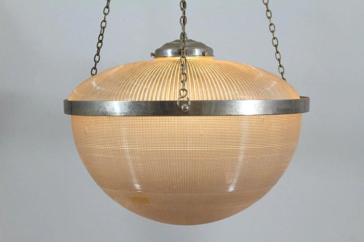HOLOPHANE Very important and rare double glass reflector pendant light CIRCA 1930