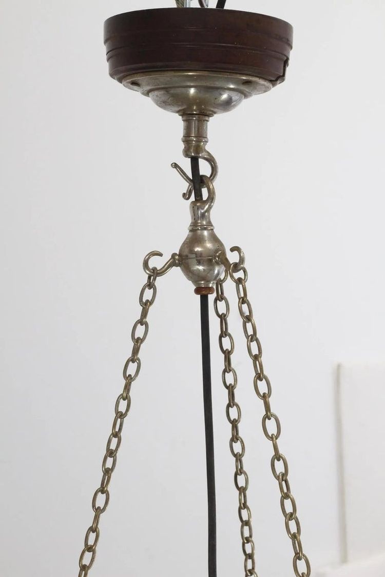 HOLOPHANE Very important and rare double glass reflector pendant light CIRCA 1930