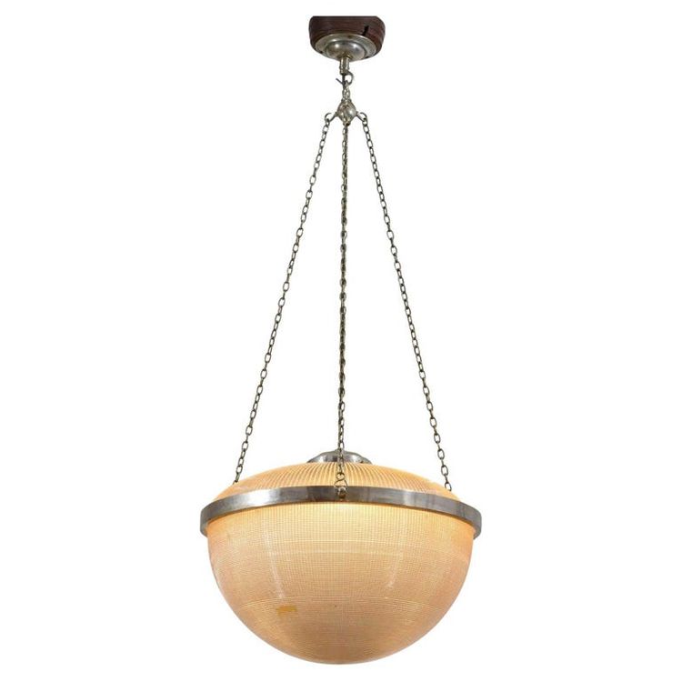 HOLOPHANE Very important and rare double glass reflector pendant light CIRCA 1930