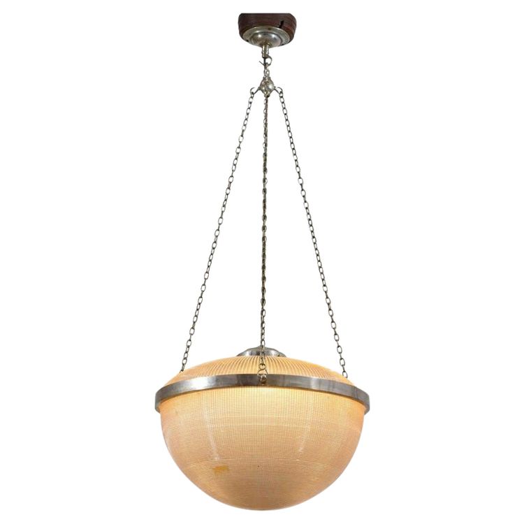HOLOPHANE Very important and rare double glass reflector pendant light CIRCA 1930