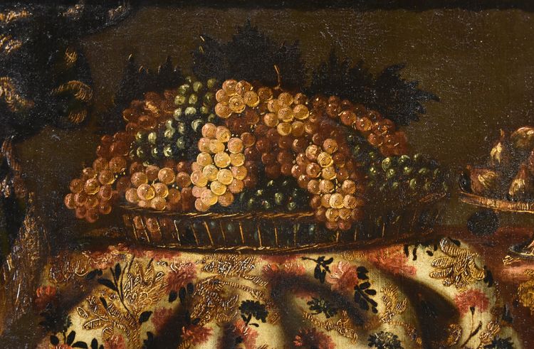 Still Life With Carpet, Basket Of Grapes And Figs, Antonio Gianlisi II 