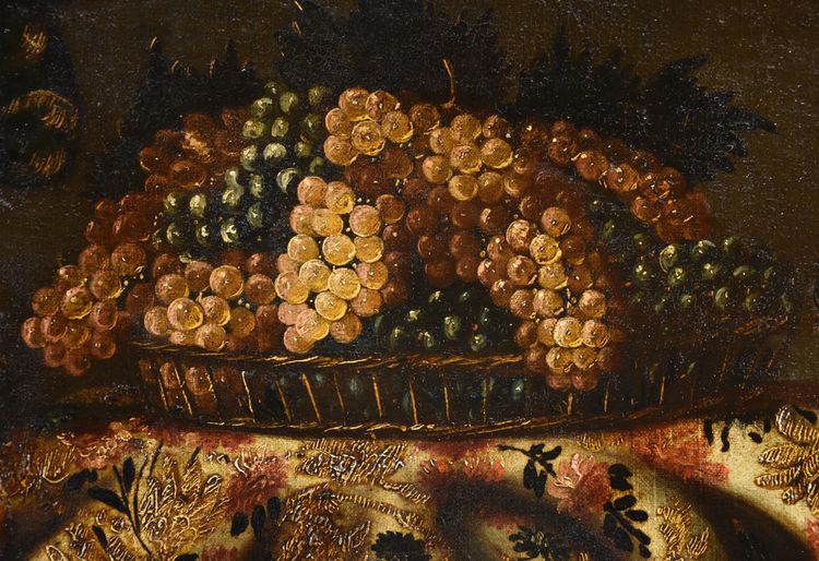 Still Life With Carpet, Basket Of Grapes And Figs, Antonio Gianlisi II 