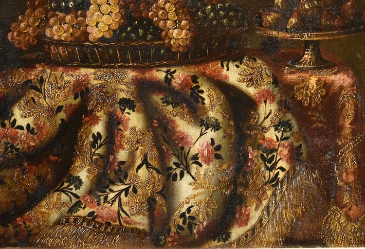 Still Life With Carpet, Basket Of Grapes And Figs, Antonio Gianlisi II 