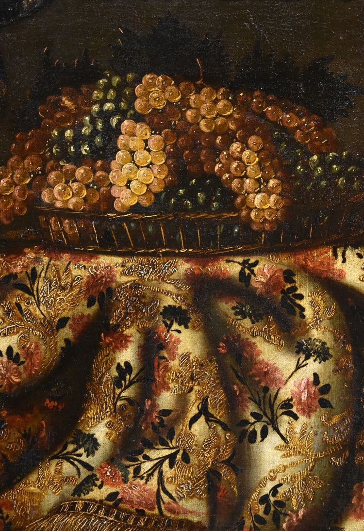 Still Life With Carpet, Basket Of Grapes And Figs, Antonio Gianlisi II 