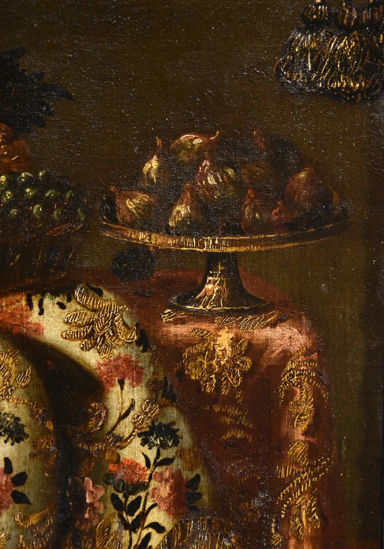 Still Life With Carpet, Basket Of Grapes And Figs, Antonio Gianlisi II 