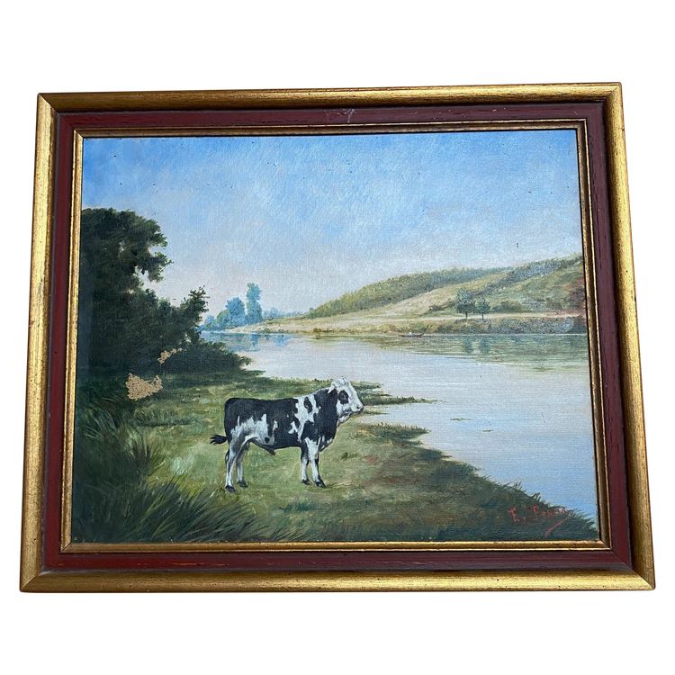 Cow by a River – French School, late 19th century
