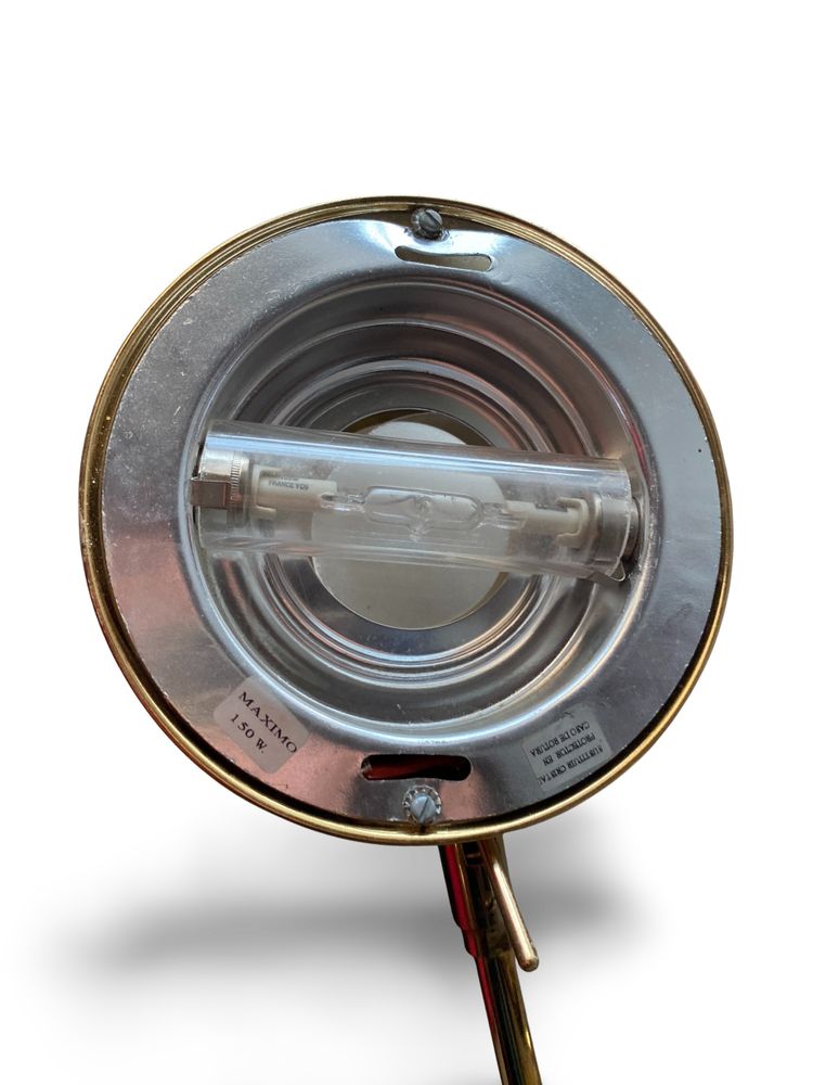 Articulated halogen lamp in chrome-plated brass – 1990s design – Made in Italy – Height 155cm