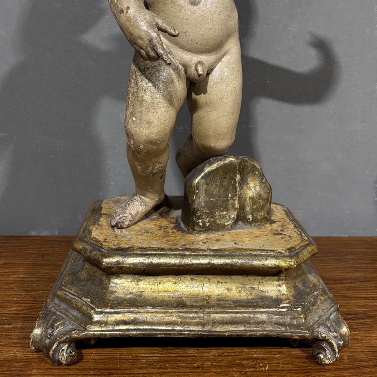 Scultura lignea XVIII secolo Gesù Bambino Benedicente