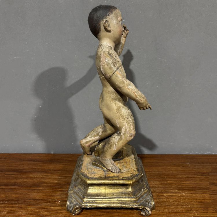 Scultura lignea XVIII secolo Gesù Bambino Benedicente