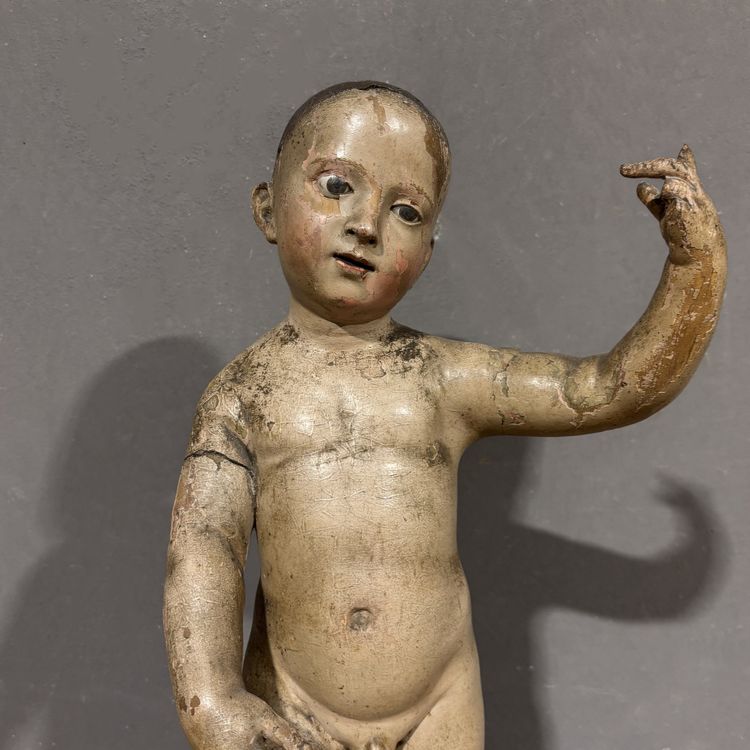 Scultura lignea XVIII secolo Gesù Bambino Benedicente