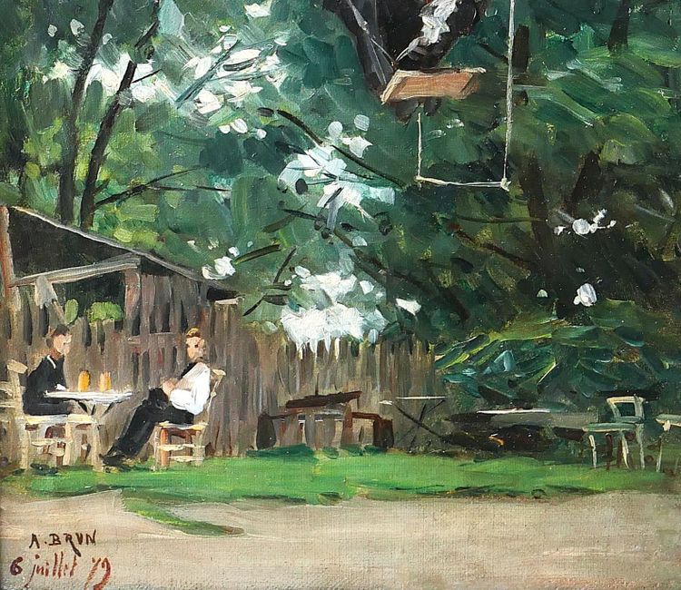 Alexandre BRUN 1853-1941 The Swing at the Guinguette, painting 1879 impressionism