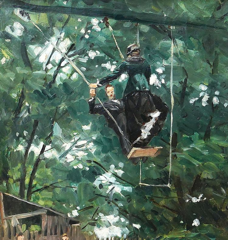 Alexandre BRUN 1853-1941 The Swing at the Guinguette, painting 1879 impressionism