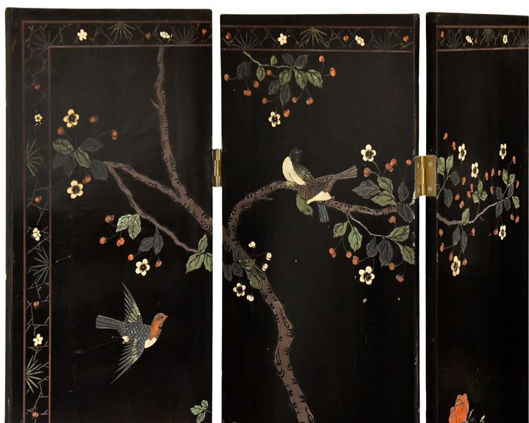 Paravent à quatre feuilles en laque de Coromandel 