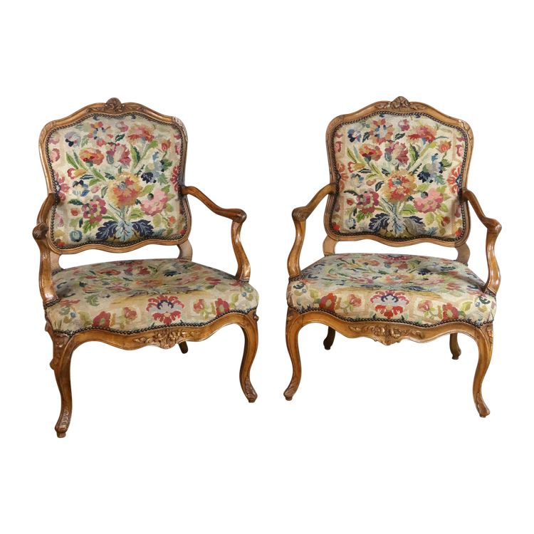 Pair of Louis XV armchairs, 18th century