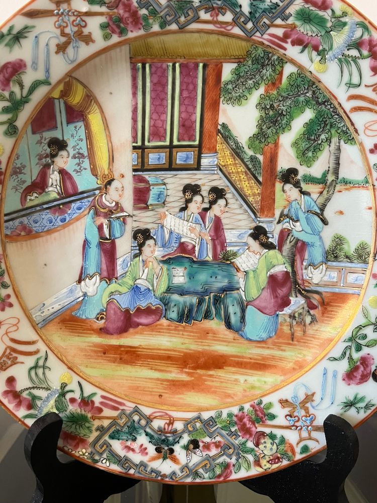 19th century Cantonese porcelain plate, famille rose