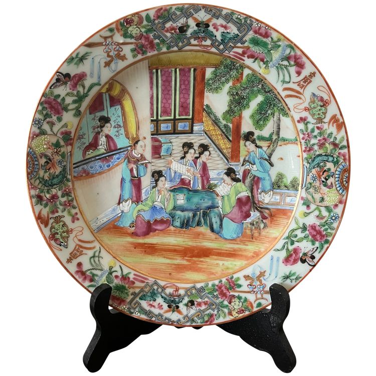 19th century Cantonese porcelain plate, famille rose