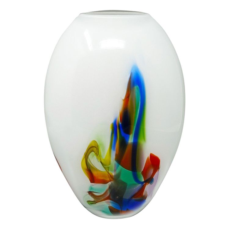 Splendido vaso anni '70 realizzato a mano in vetro di Murano. Prodotto in Italia.