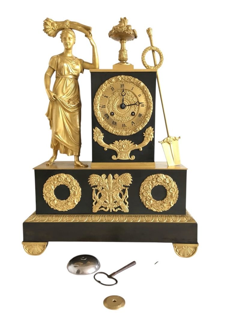 19th century gilt and patinated bronze clock, Restoration period