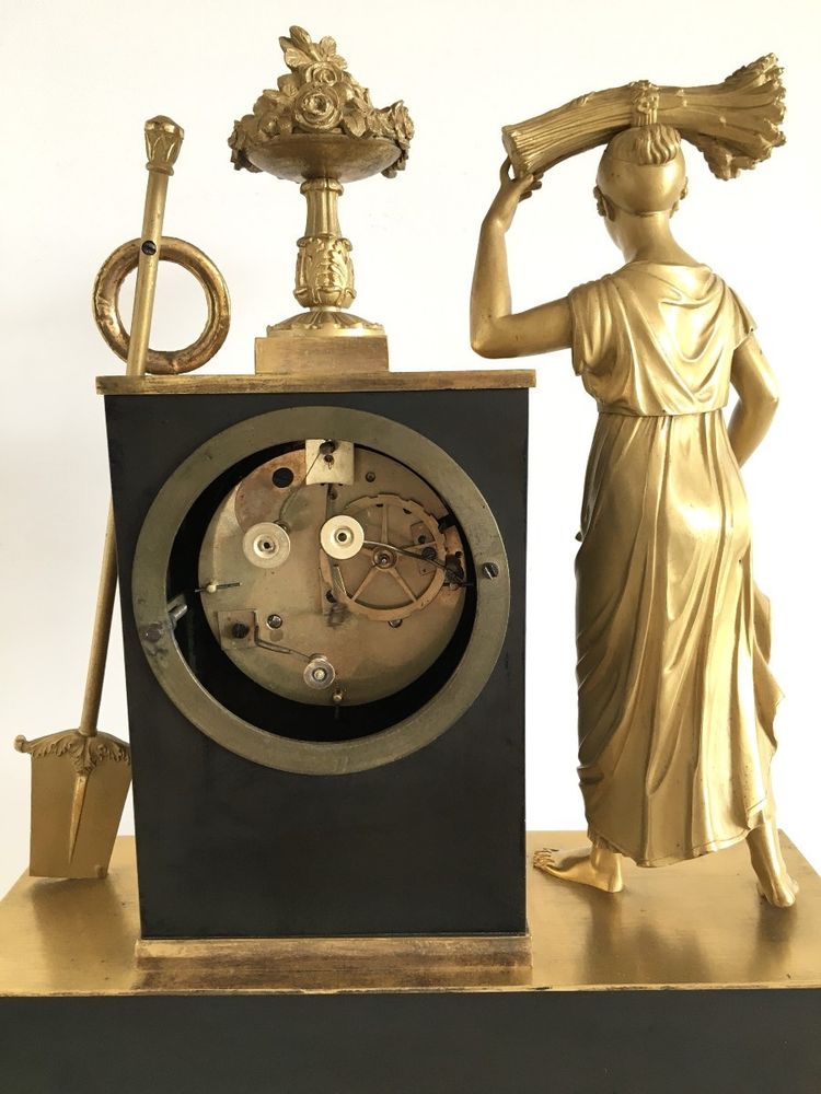 19th century gilt and patinated bronze clock, Restoration period