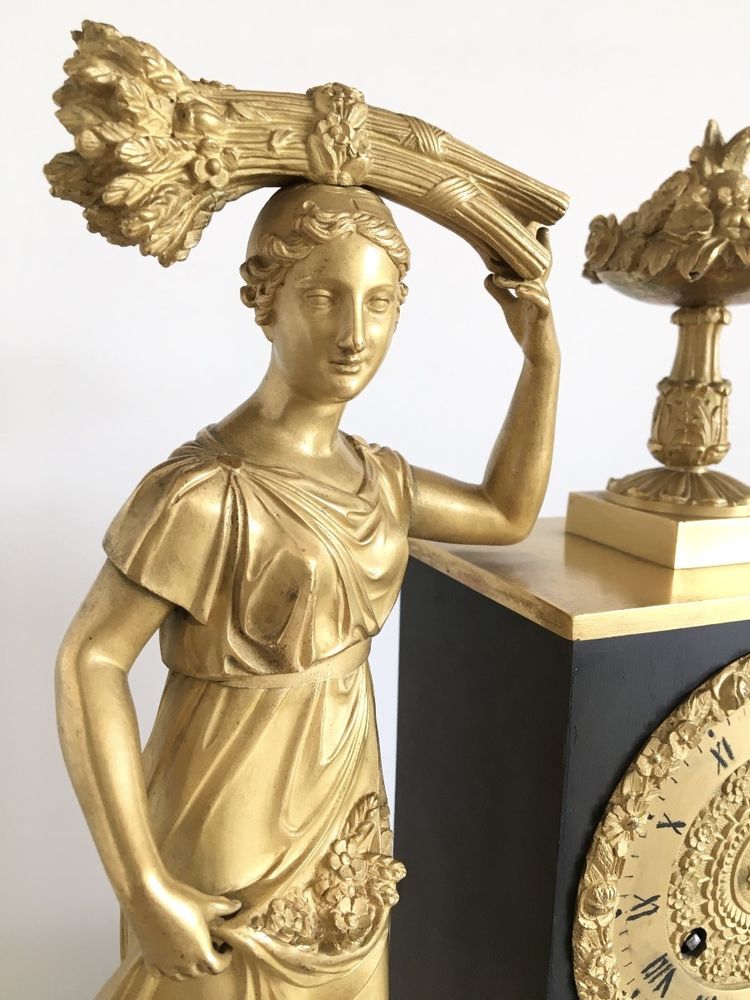 19th century gilt and patinated bronze clock, Restoration period
