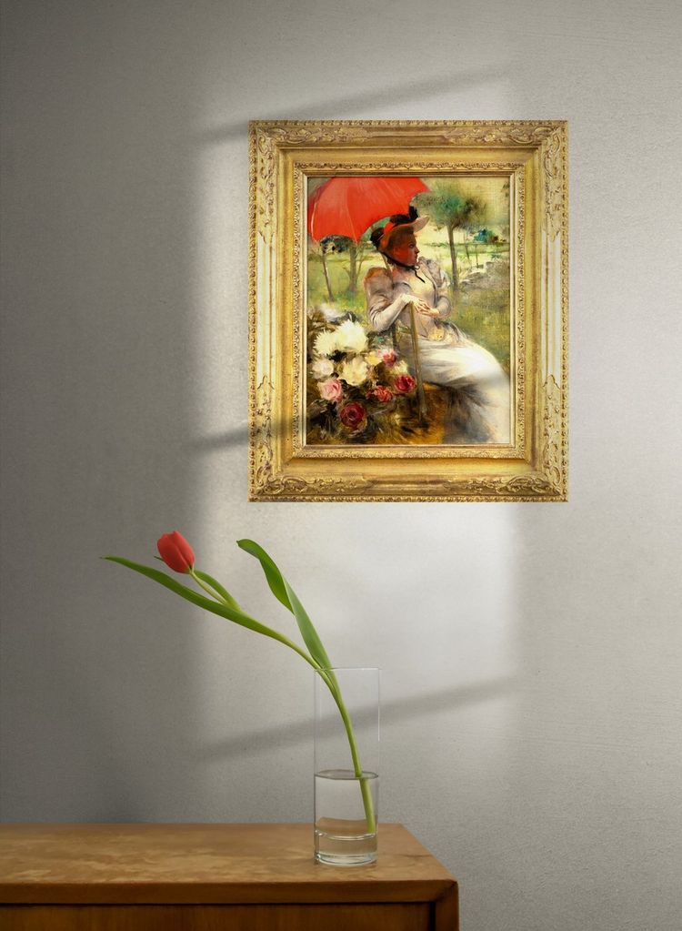 The Red Parasol, Oil on canvas by Edgard de St-Pierre De Montzaigle (1867–1930)