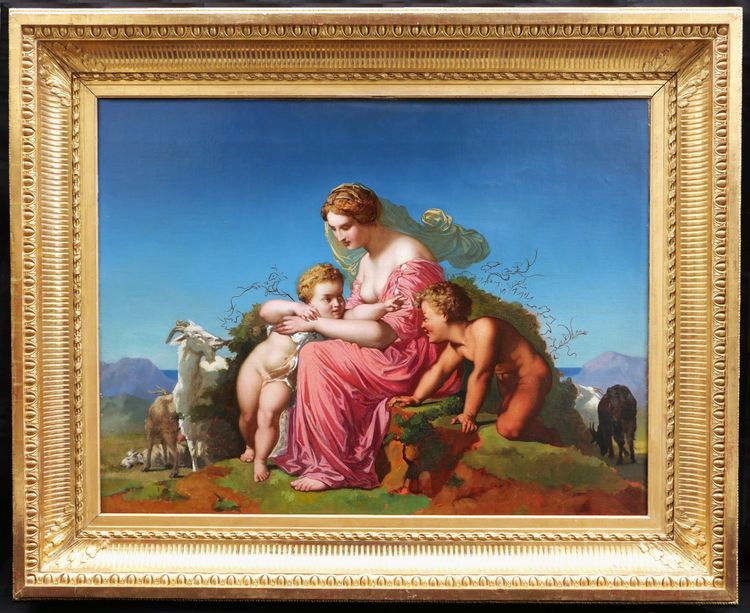 FRENCH SCHOOL circa 1860, circle of Henri LEHMANN, Mother, children and goats (LARGE FORMAT)