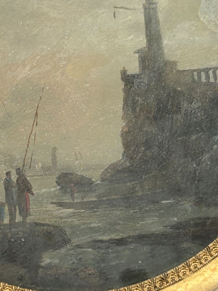 Pair of Miniatures Fixed Under Glass, Late 18th Century, Marine Scene - Miniature