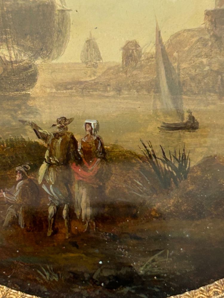 Pair of Miniatures Fixed Under Glass, Late 18th Century, Marine Scene - Miniature
