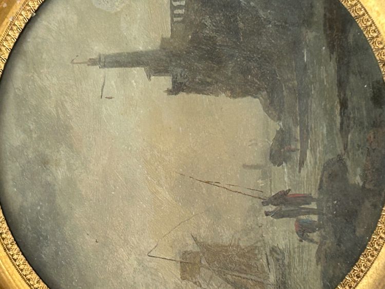 Pair of Miniatures Fixed Under Glass, Late 18th Century, Marine Scene - Miniature