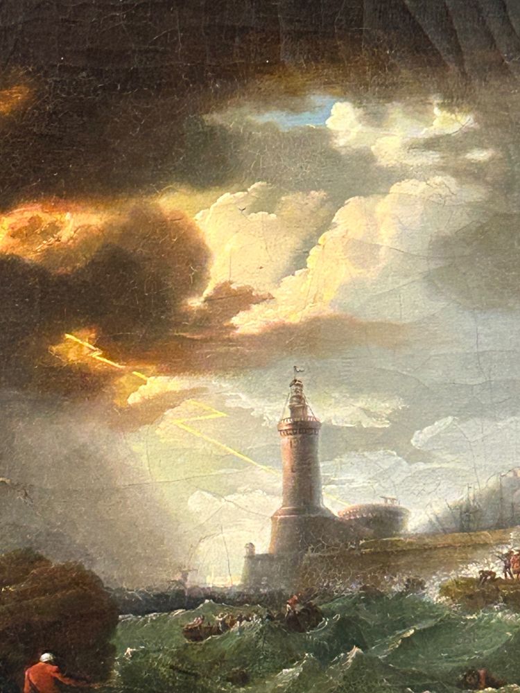 Storm and Shipwreck Scene Oil on Canvas 18th Century School of Joseph Vernet