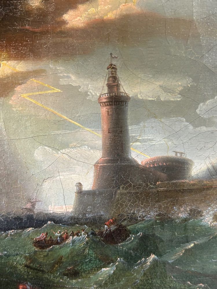 Storm and Shipwreck Scene Oil on Canvas 18th Century School of Joseph Vernet