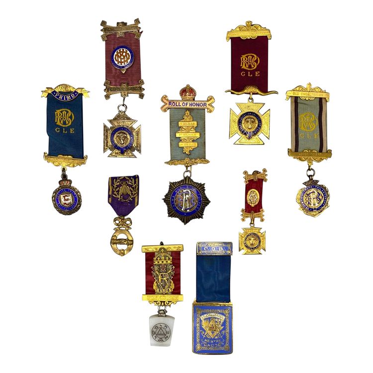 Set of nine Masonic medals. First half of the 20th century.