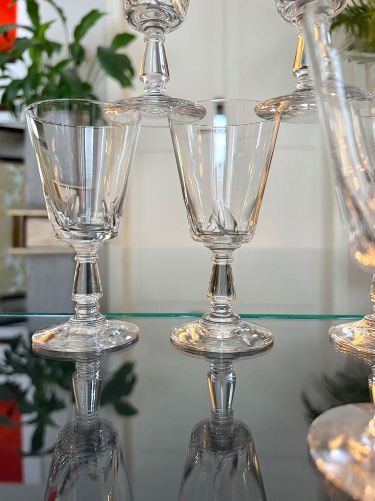 11 Cut Blown Crystal White Wine Glasses - Stemware