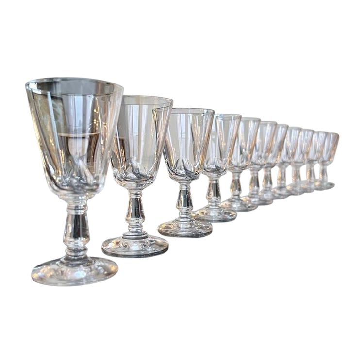 11 Cut Blown Crystal White Wine Glasses - Stemware
