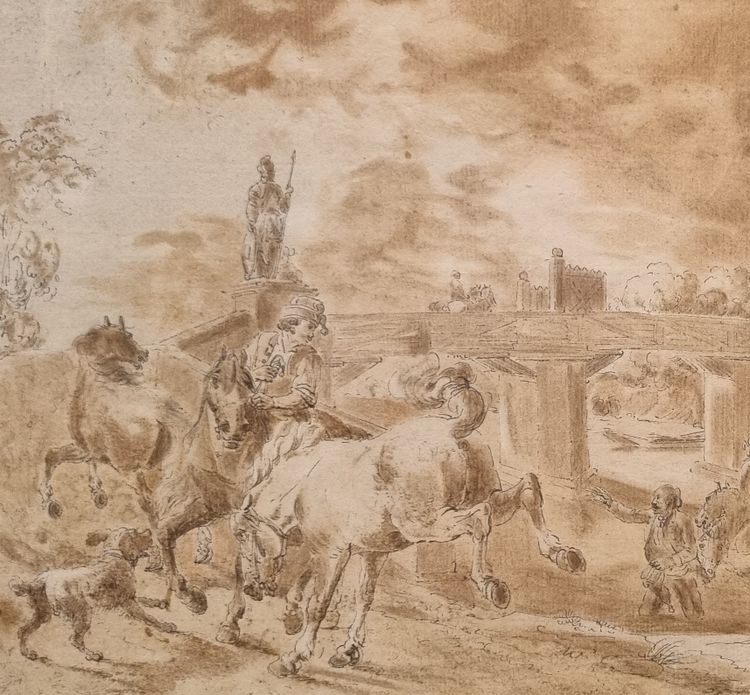Jean-Baptiste LE PAON - Military scene near a castle
