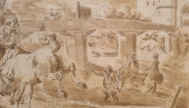 Jean-Baptiste LE PAON - Military scene near a castle