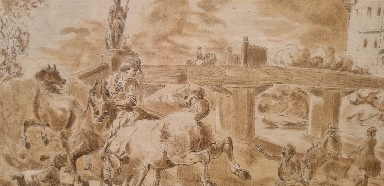 Jean-Baptiste LE PAON - Military scene near a castle