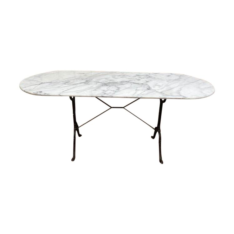 Table de bistrot en fer et marbre 160 cm