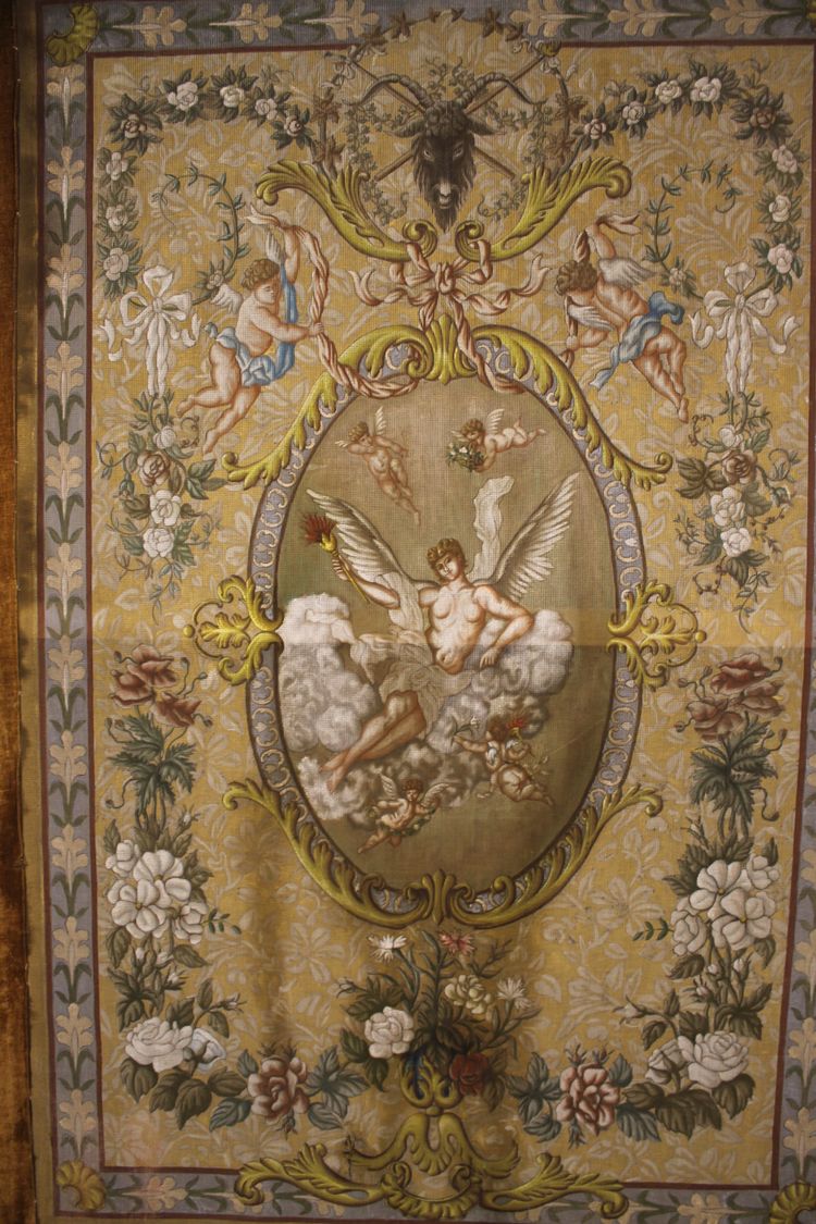 Dekoratives Projekt mit mythologischer Dekoration Gouache auf Leinwand signiert E. Pacheran 1896 H: 220 cm