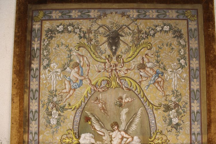 Dekoratives Projekt mit mythologischer Dekoration Gouache auf Leinwand signiert E. Pacheran 1896 H: 220 cm
