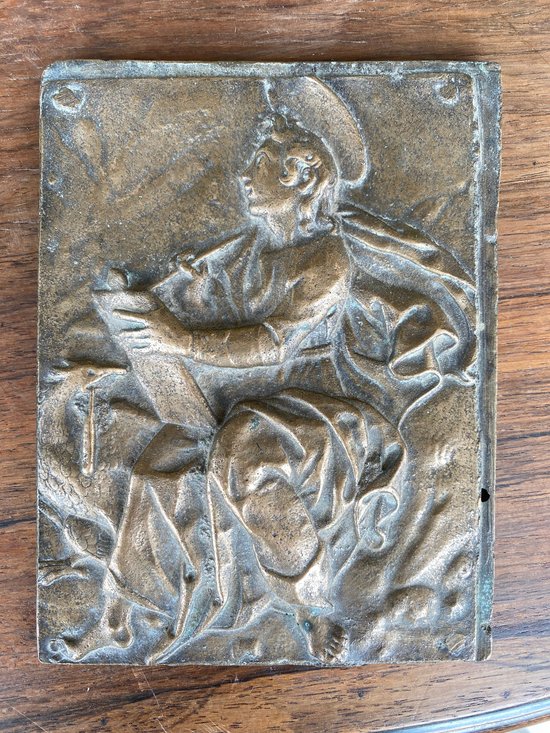 Two decorative plaques representing the two evangelists Saint Matthew and Saint John