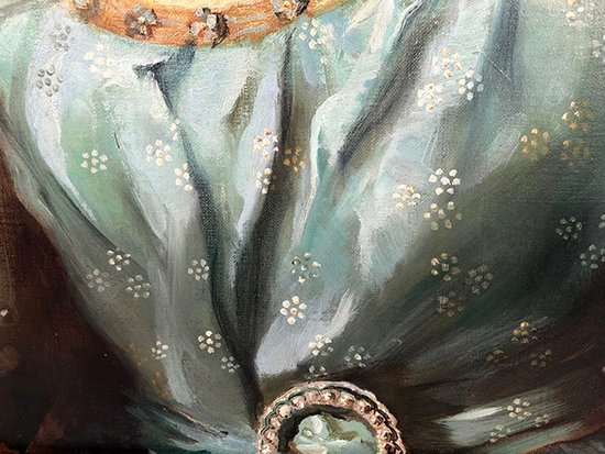 Oil on canvas signed Giuseppe P. Anzino and dated 1907. Portrait of Miss Margaret Elizabeth WAYNE