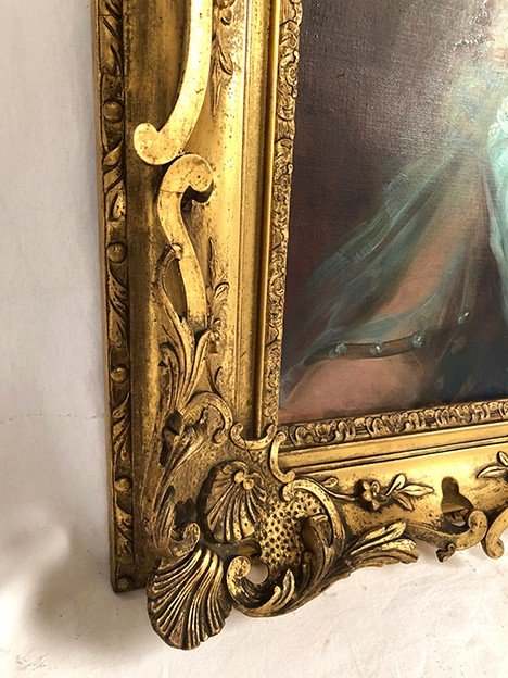 Oil on canvas signed Giuseppe P. Anzino and dated 1907. Portrait of Miss Margaret Elizabeth WAYNE