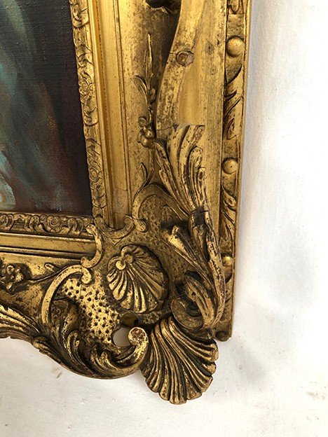 Oil on canvas signed Giuseppe P. Anzino and dated 1907. Portrait of Miss Margaret Elizabeth WAYNE