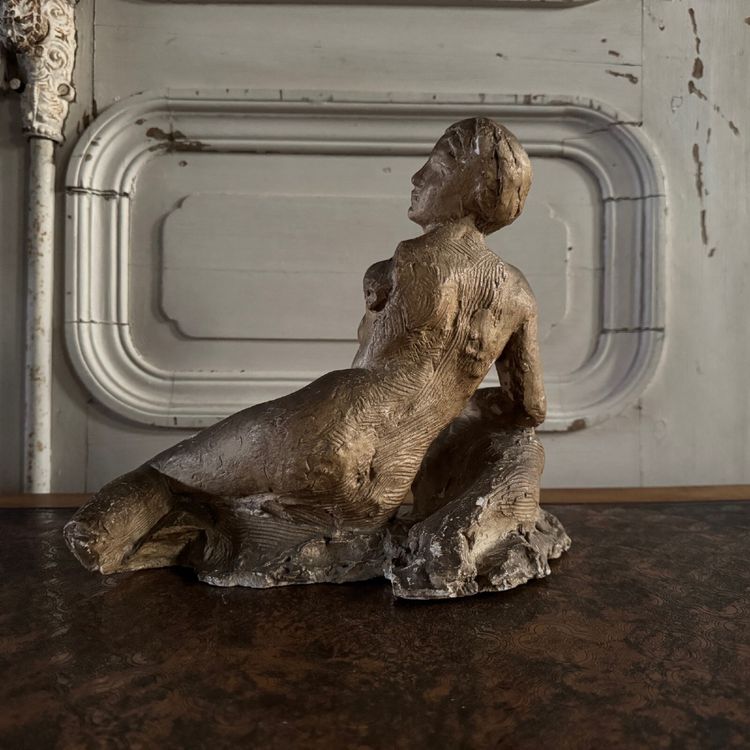 Studio plaster by Charles Filleul young seated nude woman